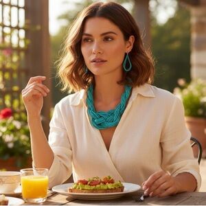 Paparazzi A Standing Ovation Turquoise Seed Bead Necklace Set